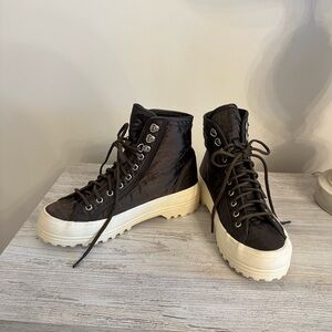 Superga, euro size 38, dark olive green, lace up high top sneakers